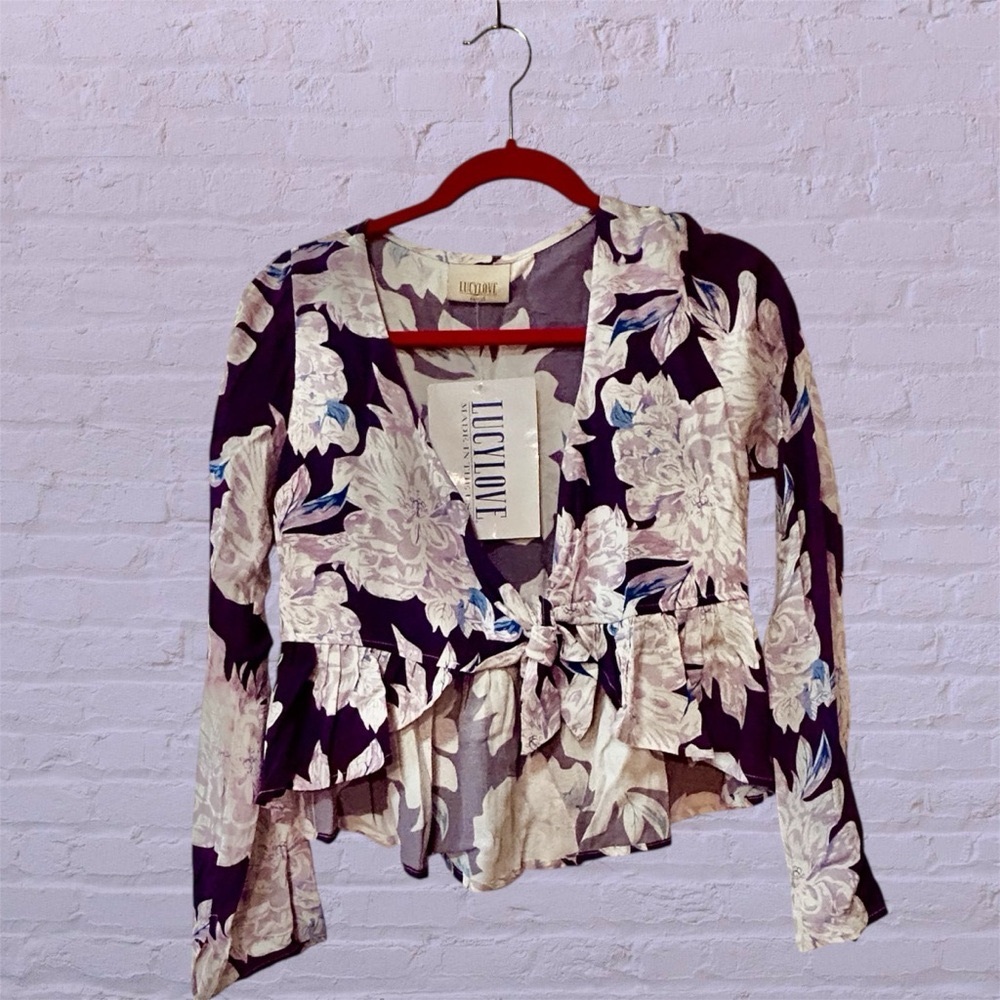 LUCY LOVE Women’s Tie Front Floral Blouse - Size XS